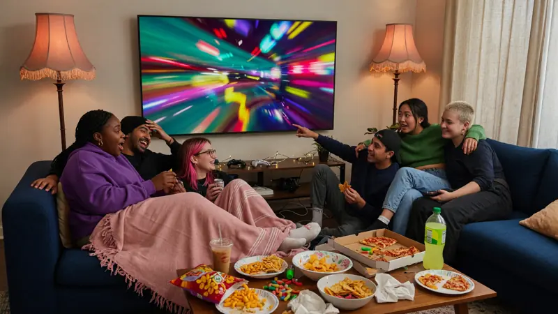 Watch party living room setup